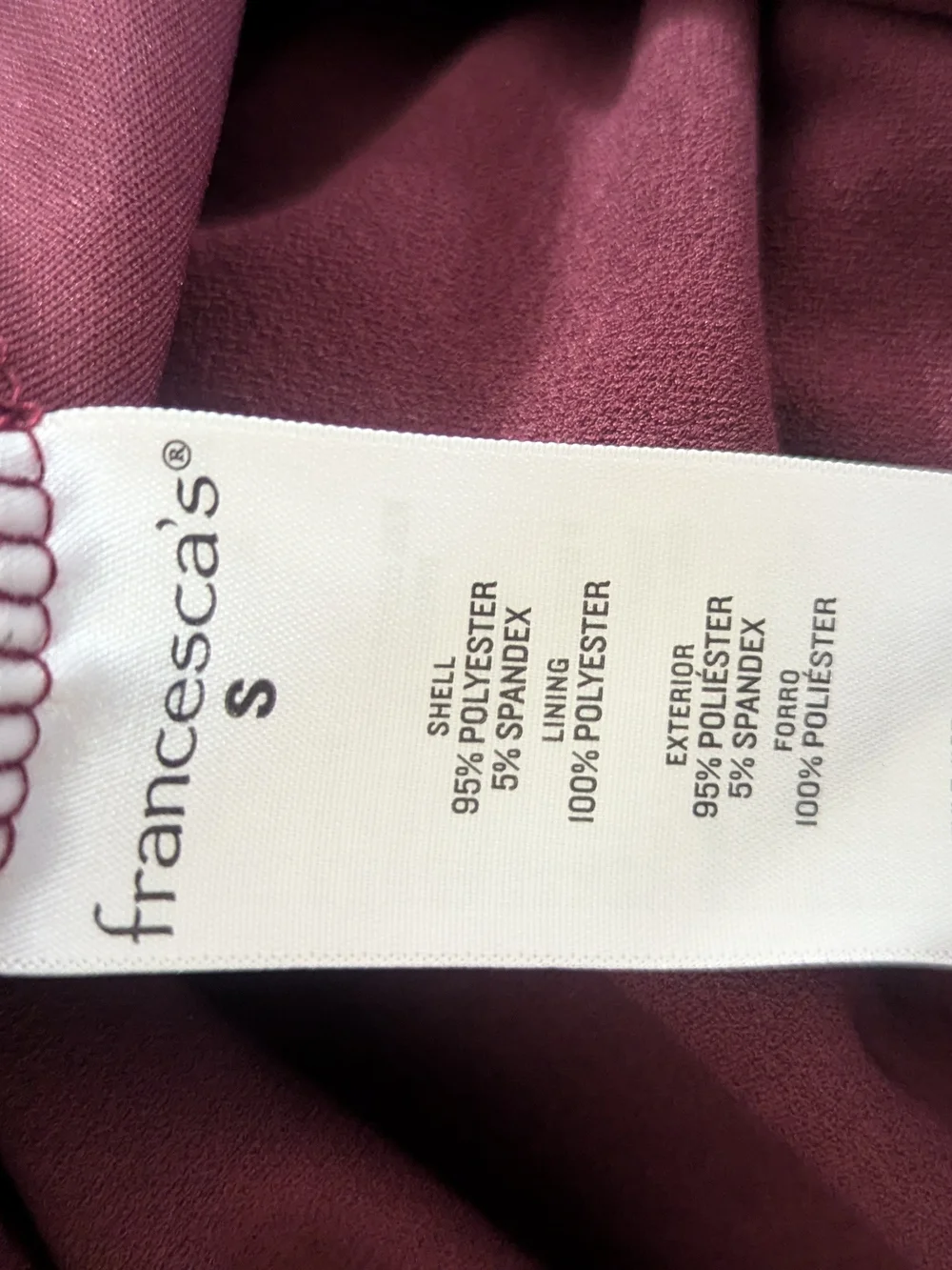 Mi Ami Francesca’s Burgundy Tie Shoulder Skater Mini Dress Size S - Picture 7 of 7